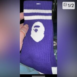 BAPE Men's Purple Athletic Socks with White Accents